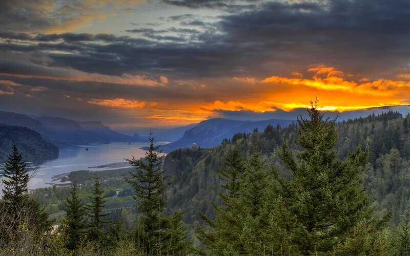 Sunset over River Canyon — Orange