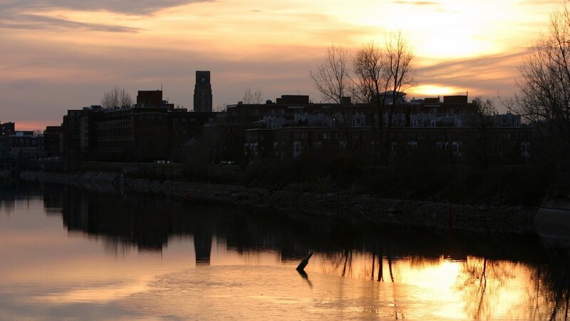 sunset over river city