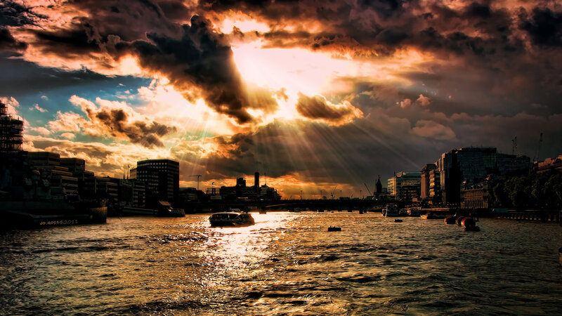 Sunset over River City — Orange
