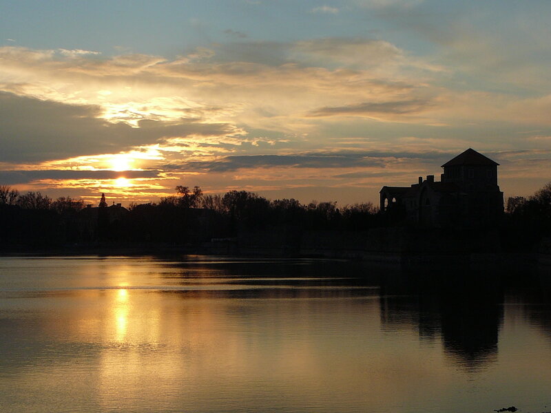 Sunset over River — Gold