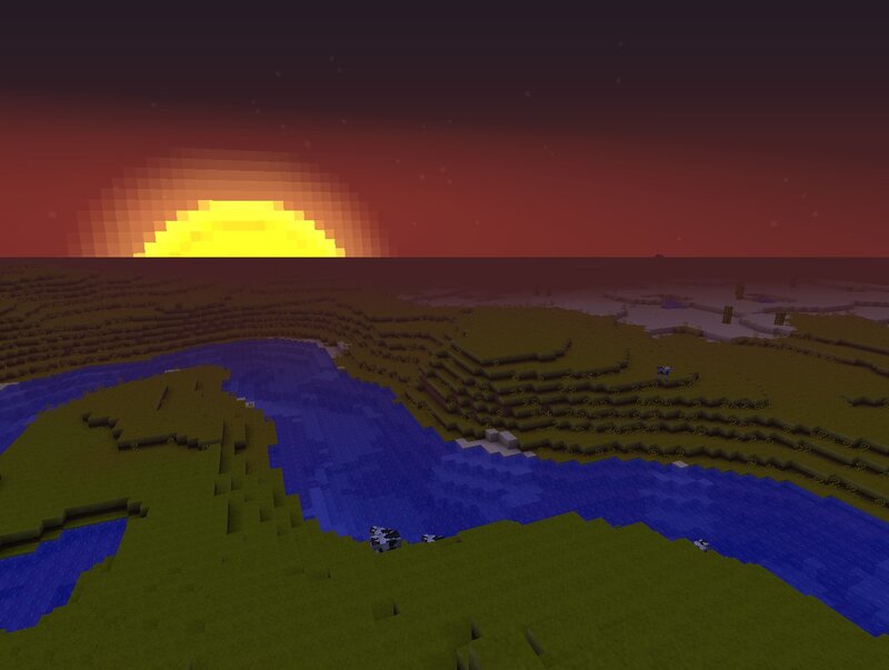 Sunset over River Landscape — Green