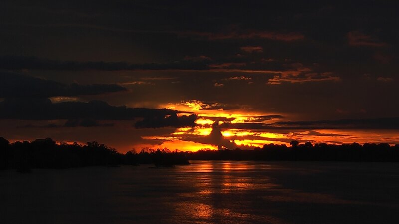 Sunset over River — Orange, Dramatic, Photograph