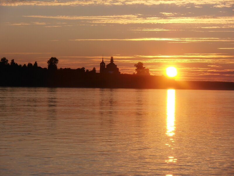 Sunset over River — Orange, Serene, Photograph, Sun