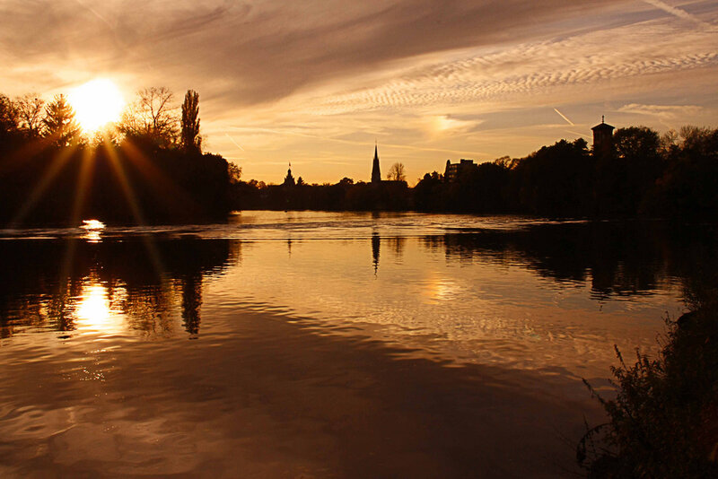 Sunset over River — Orange, Serene, Photograph