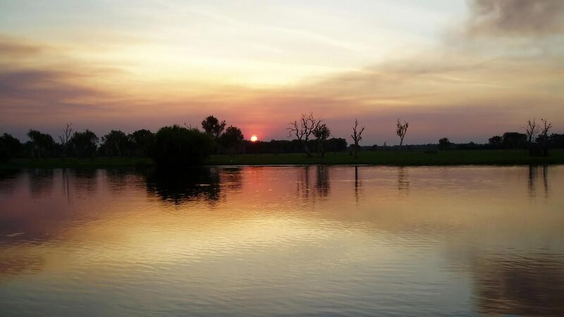 Sunset over River — Orange, Serene, Photograph, Trees, Sky