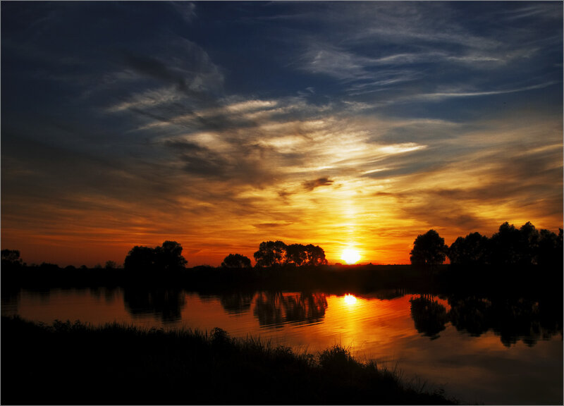 Sunset over River — Orange