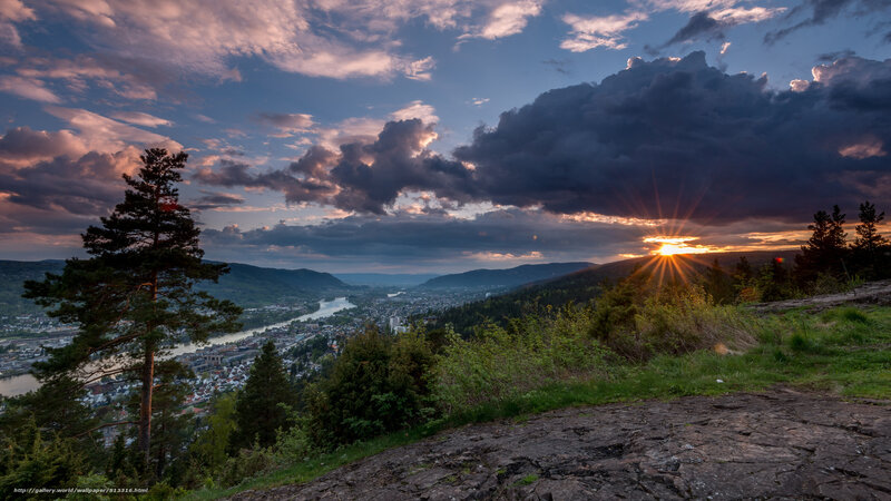 Sunset over River Valley — Blue, Dramatic