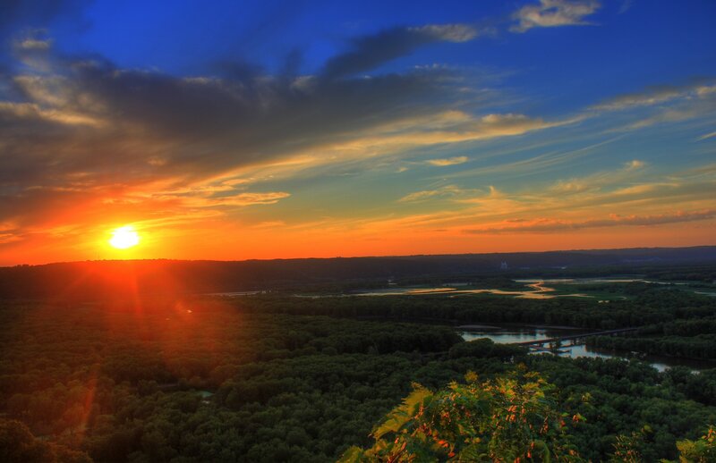 Sunset over River Valley — Orange