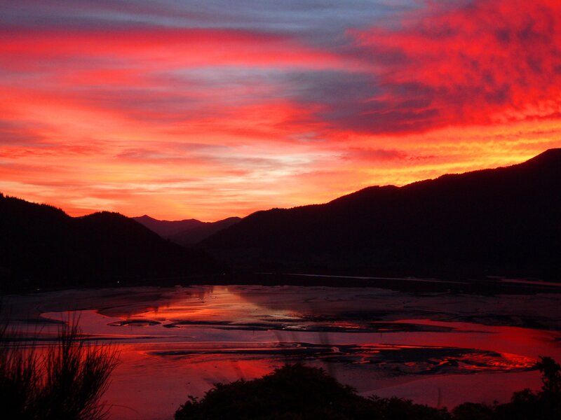 Sunset over River Valley — Red