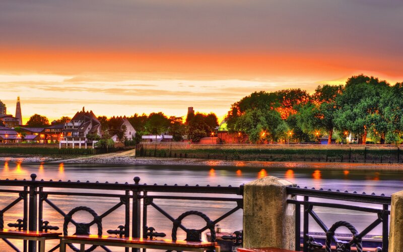 Sunset over Riverbank