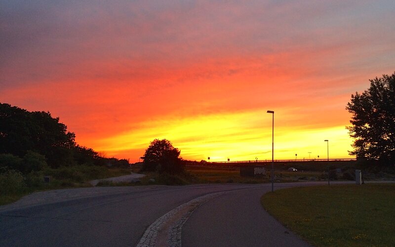 Sunset over Road — Orange, Dramatic