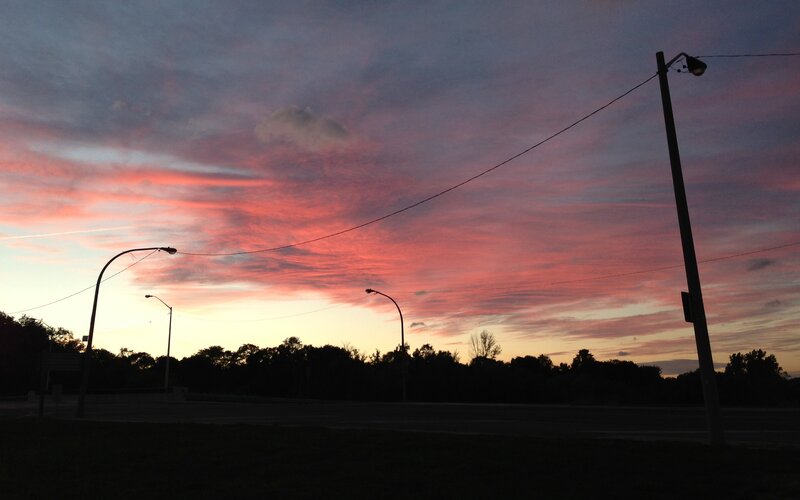 Sunset over Road — Pink
