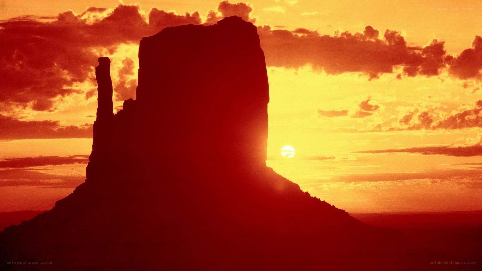 Sunset over rock formation