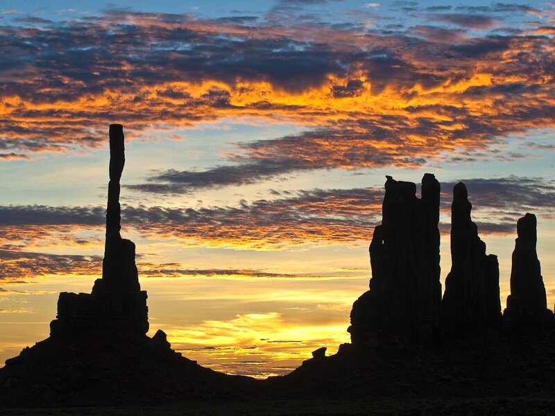 Sunset over rock formations