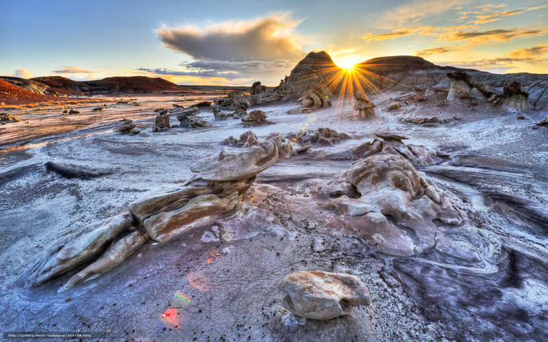 Sunset over rock formations