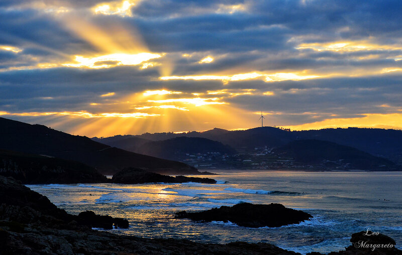 Sunset over Rocky Coast — Blue, Dramatic, Photograph