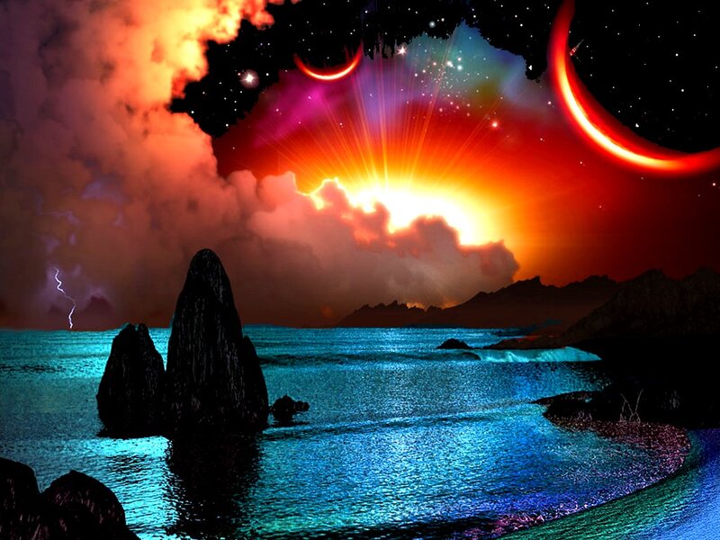 Sunset over Rocky Coast — Blue, Dramatic