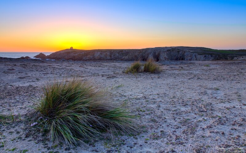 Sunset over Rocky Coast — Blue, Serene, Photograph, Ocean