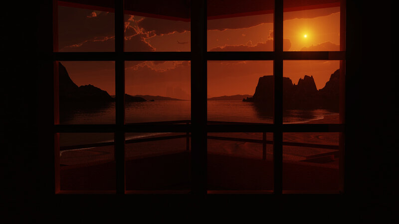 Sunset over Rocky Coast — Orange, Serene, 3d Render