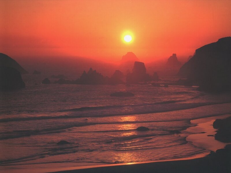 Sunset over Rocky Coast — Orange