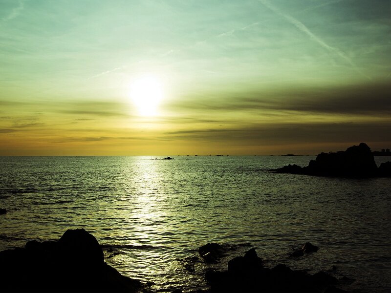 Sunset over Rocky Coast — Yellow