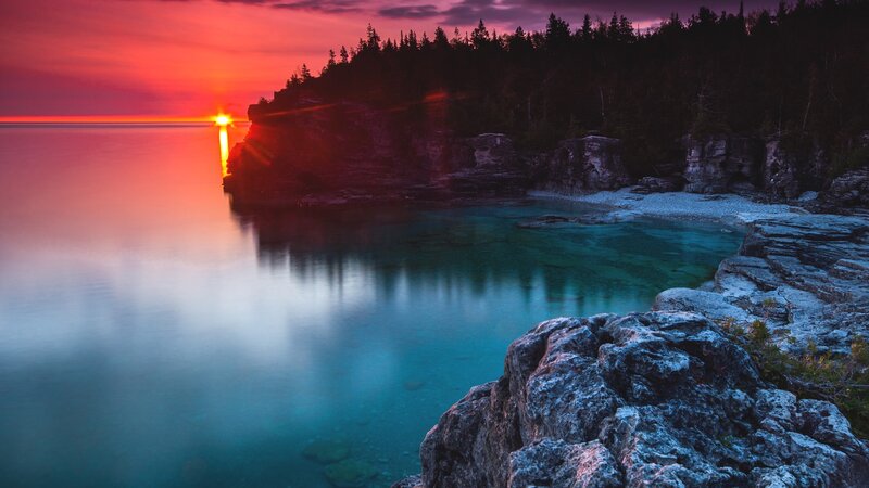 Sunset over Rocky Cove — Red