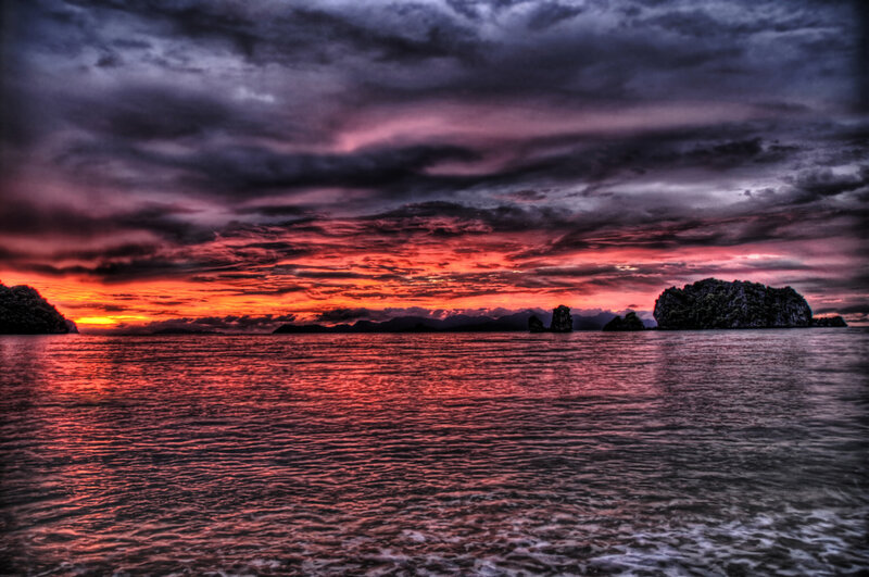 Sunset over Rocky Islands — Red