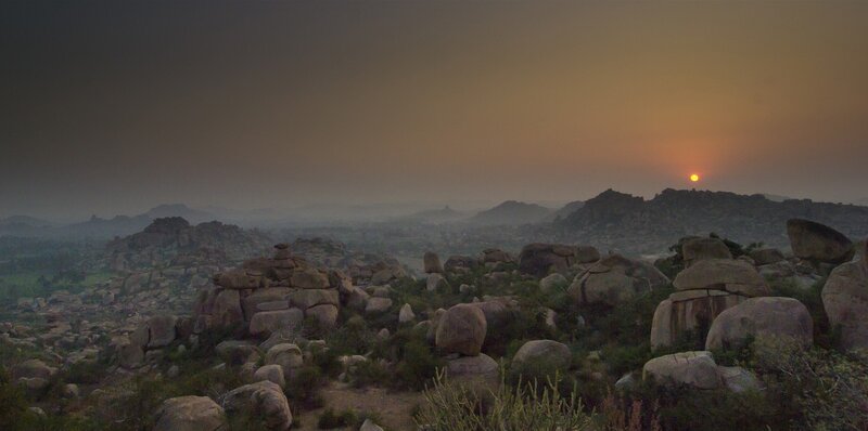 Sunset over Rocky Landscape — Orange