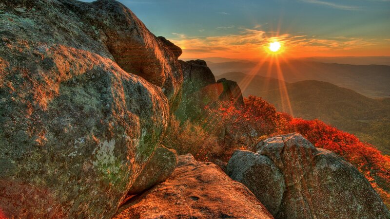 Sunset over rocky mountain