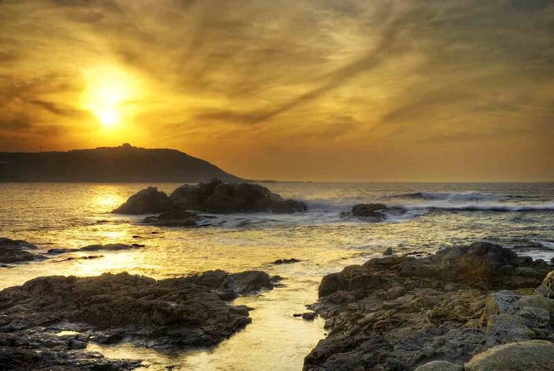 Sunset over Rocky Shore — Yellow