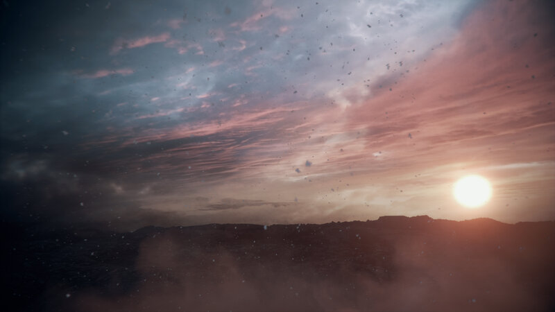 Sunset over Rocky Terrain — Orange, Dramatic