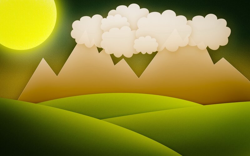 Sunset over rolling hills
