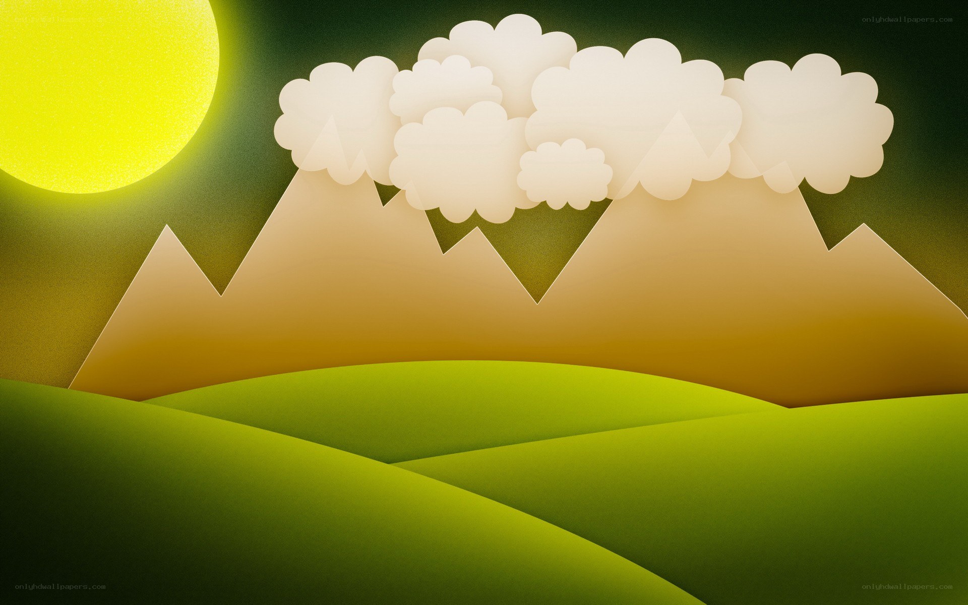 Sunset over rolling hills
