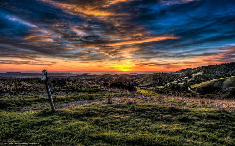 Sunset over Rolling Hills — Blue, Dramatic