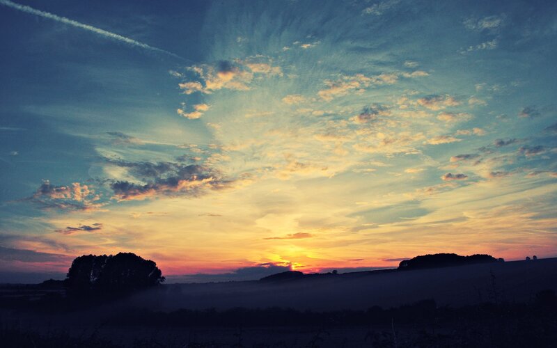 Sunset over Rolling Hills — Blue, Serene