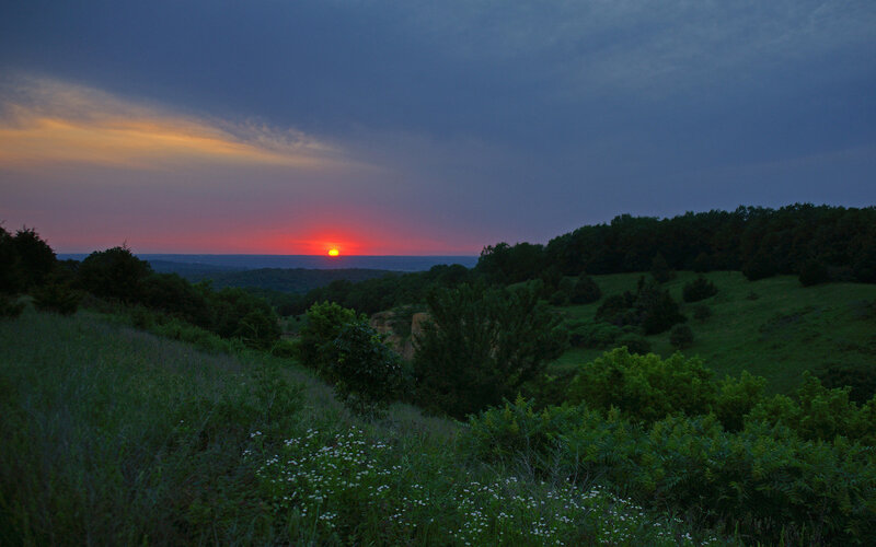 Sunset over Rolling Hills — Blue