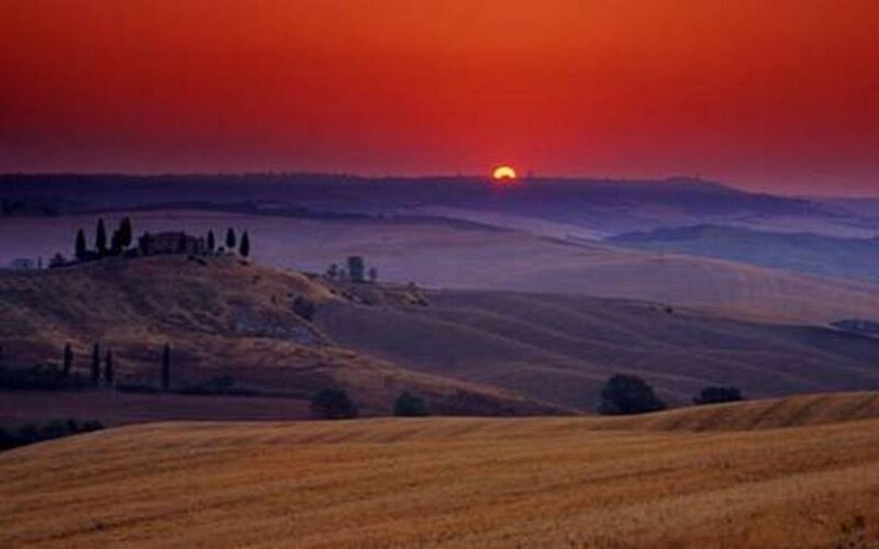 Sunset over Rolling Hills — Red
