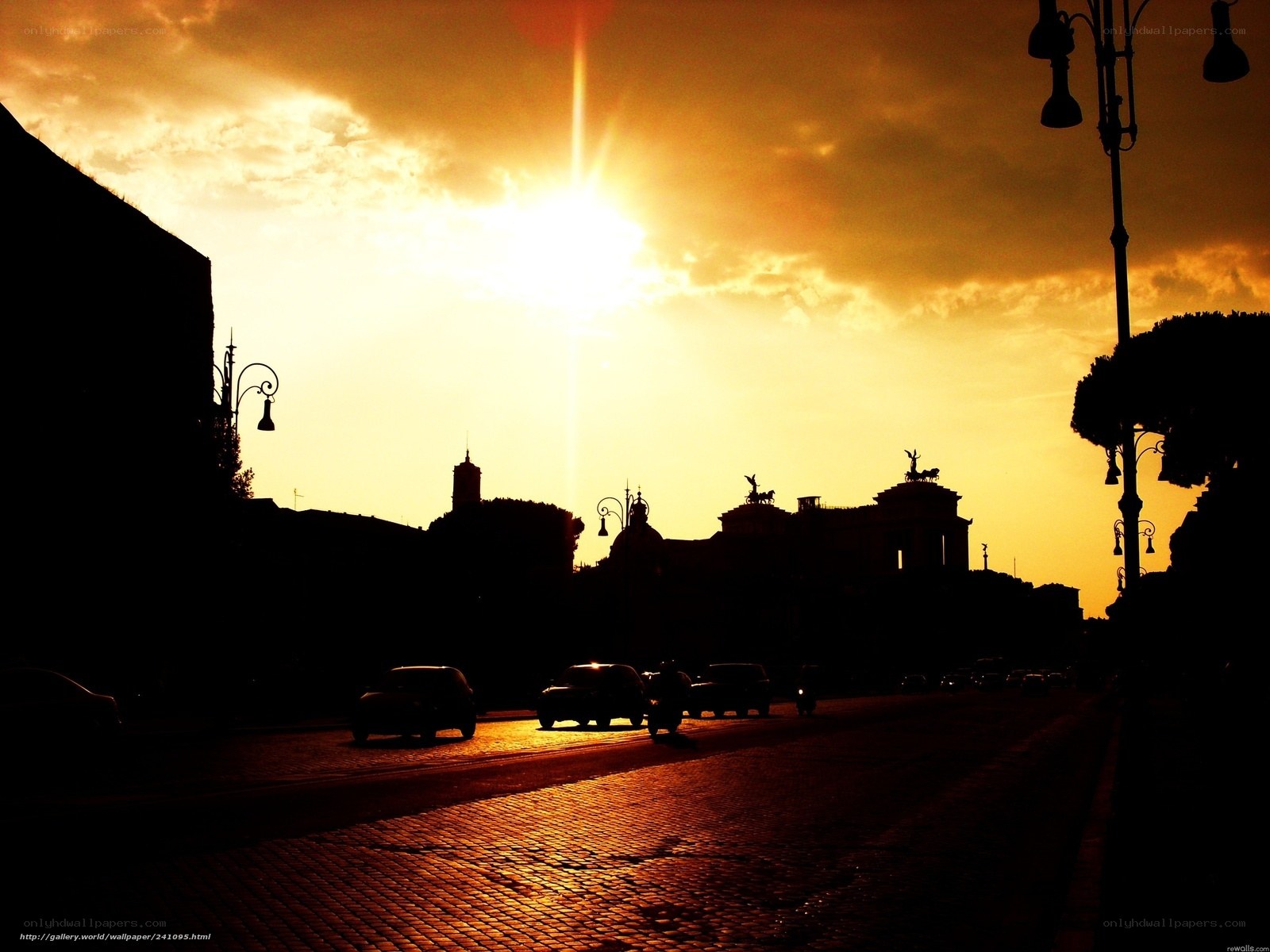 sunset over roman architecture