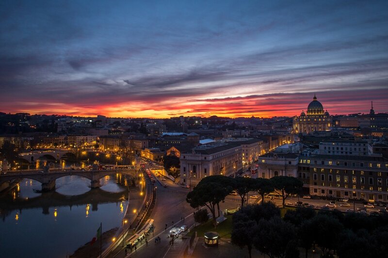 Sunset over Rome at dusk