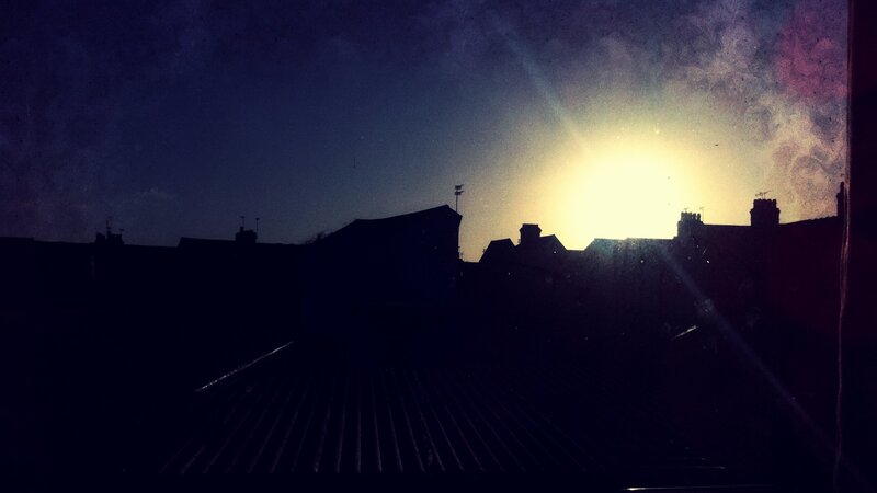Sunset over rooftops