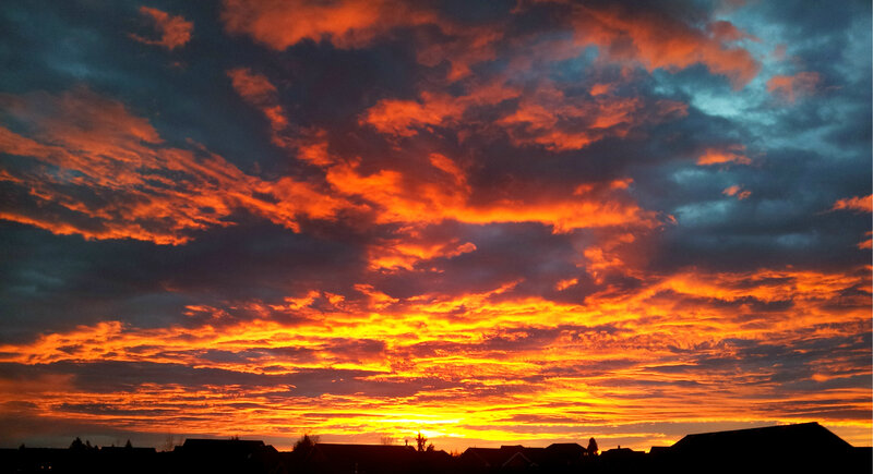 Sunset over Rooftops — Orange, Dramatic, Photograph, Clouds