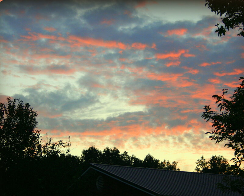 Sunset over Rooftops — Orange, Dramatic