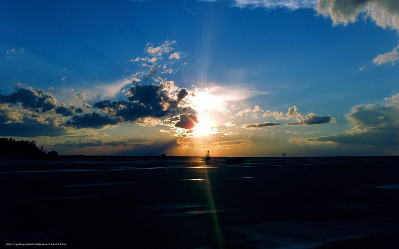 Sunset over Runway — Blue