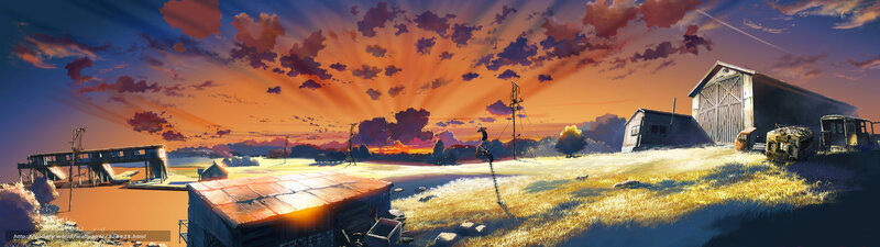 Sunset over rural farm