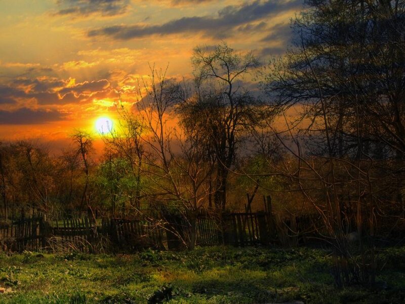 Sunset over Rural Fence