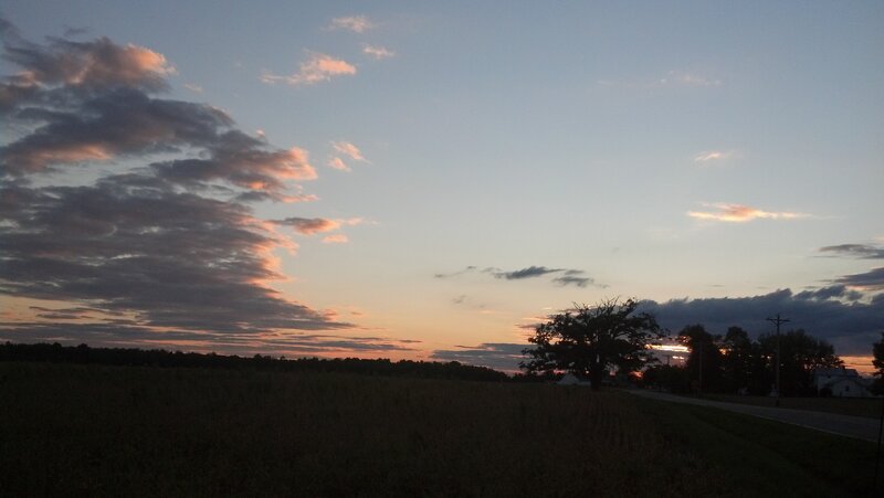 Sunset over Rural Field — Blue