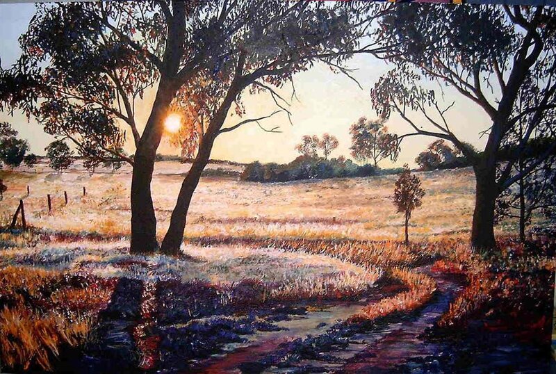 Sunset over Rural Field — Gold