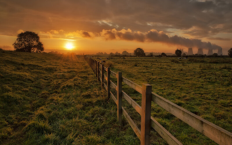 Sunset over Rural Field — Orange