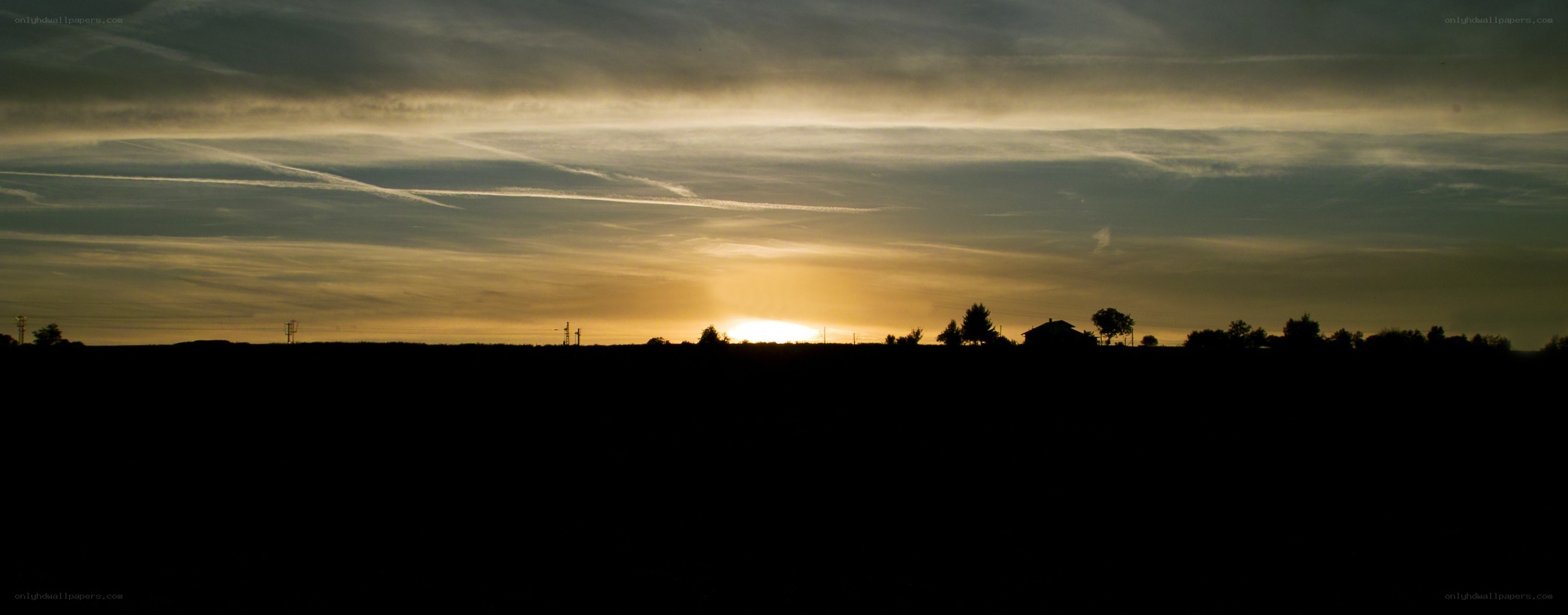 sunset over rural landscape