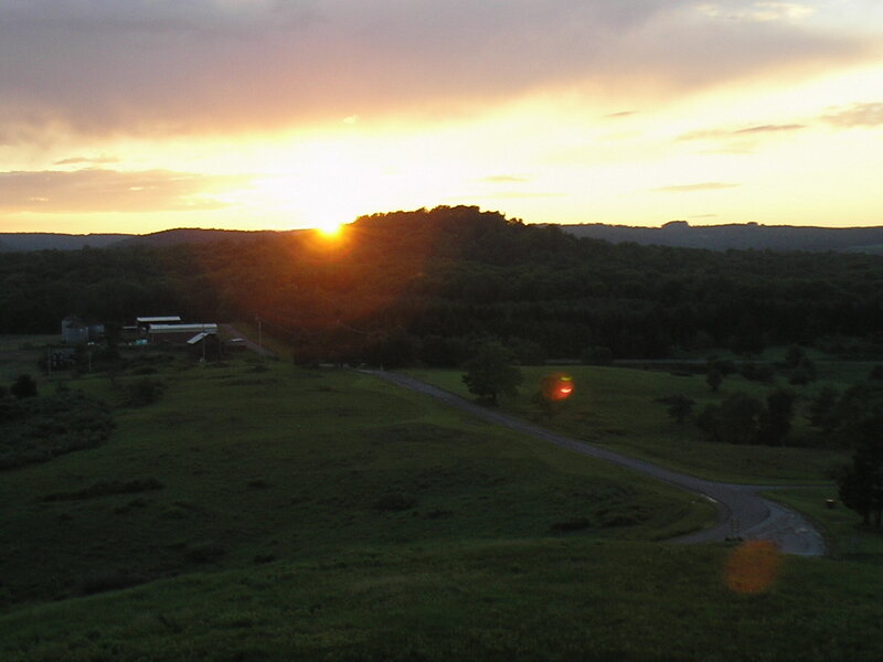 Sunset over rural landscape